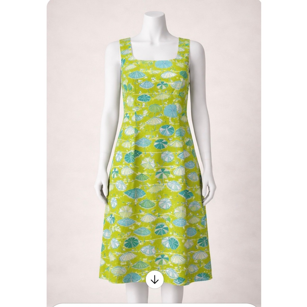 Lilly Pulitzer Lime Green with Blue & White Umbrella-Print Mini Dress